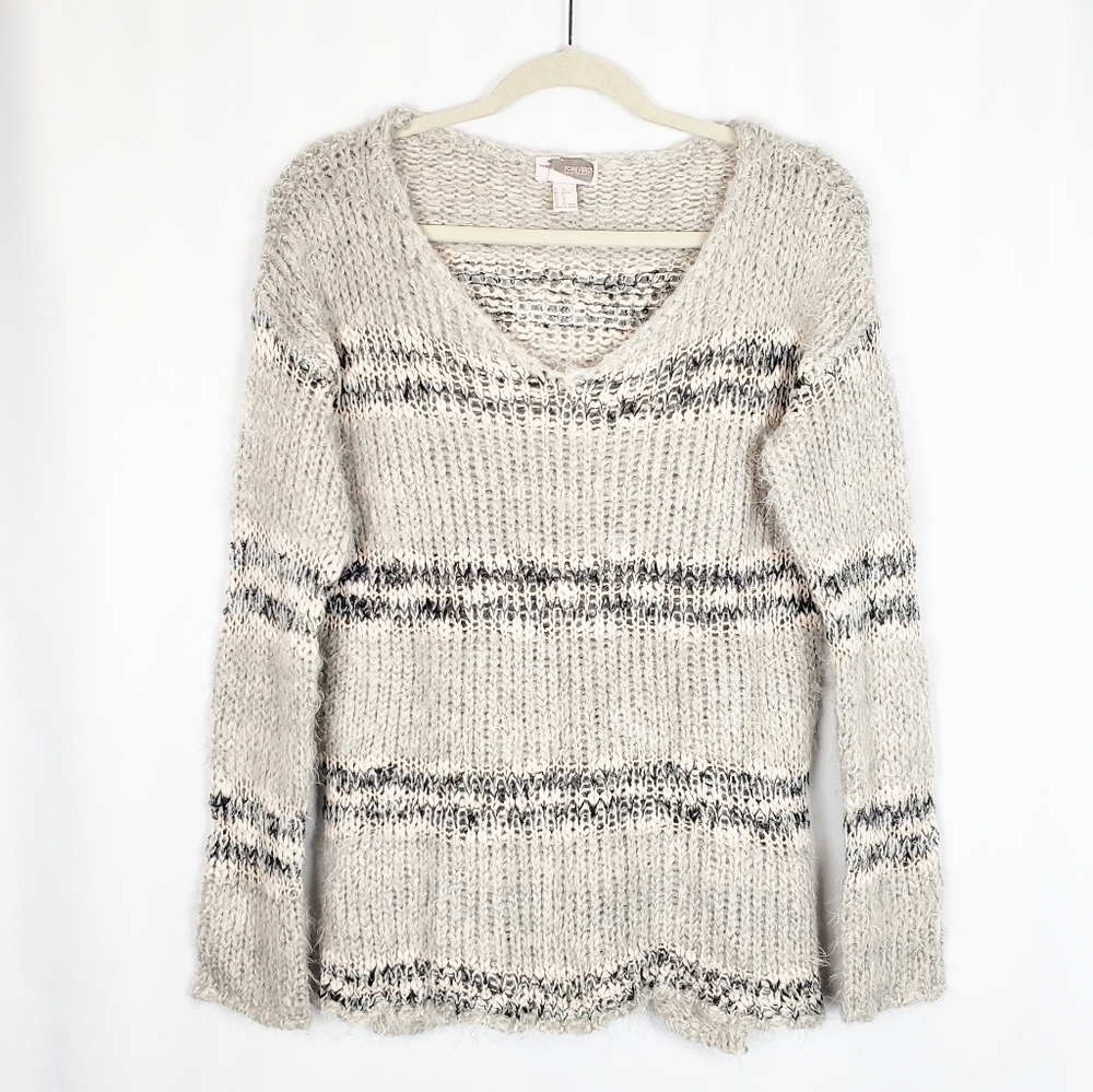 FOREVER 21 fuzzy V neck oversized sweater